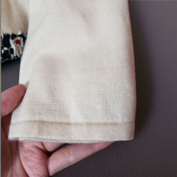 Oscar De La Renta Cream Cashmere & Silk Ruched Polka Dot Trim Bolero - Picture 6 of 10